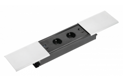 PRESTINO infälld skrivbordsförlängningskabel, 2x franska uttag, USB A+C, RJ45, HDMI, kabel 1.5m, silver 1208958675