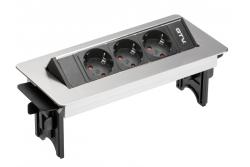 Skrivbordsförlängningssladd utan kassett 3x schuko-uttag, 1,5 m strömkabel med rostfri kontakt 1208958679