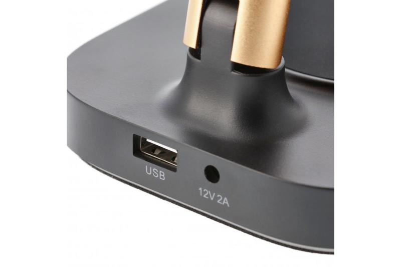 Dekor Byrålampa Bressi 8W 450lm AC220-240V 3-CCT Trådlös Laddning USB PF>0 5 RA>80 Svart / Guld 1208962479