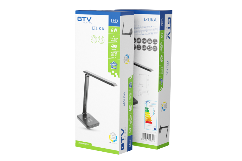 Decor IZUKA LED skrivbordslampa 6W 400lm AC220-240V 50/60Hz CCT induktiv laddare svart. 1208962497