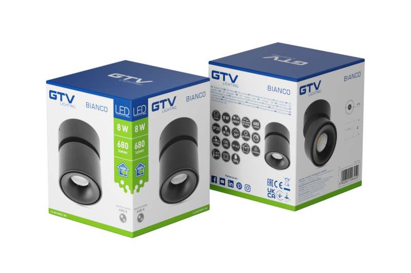 Dekor LED armatur BIANCO 8W 680lm AC220-240V 50/60 Hz PF>0,9 Ra≥80 IP20 IK06 36° 4000K rund svart. 1208962672