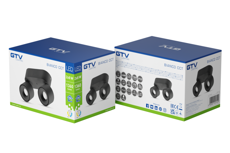 Dekor LED-armatur BIANCO CCT 16W 680lm AC220-240V 50/60 Hz Ra≥80 IP20 36° 2700/3300/4000K svart. 1208962674