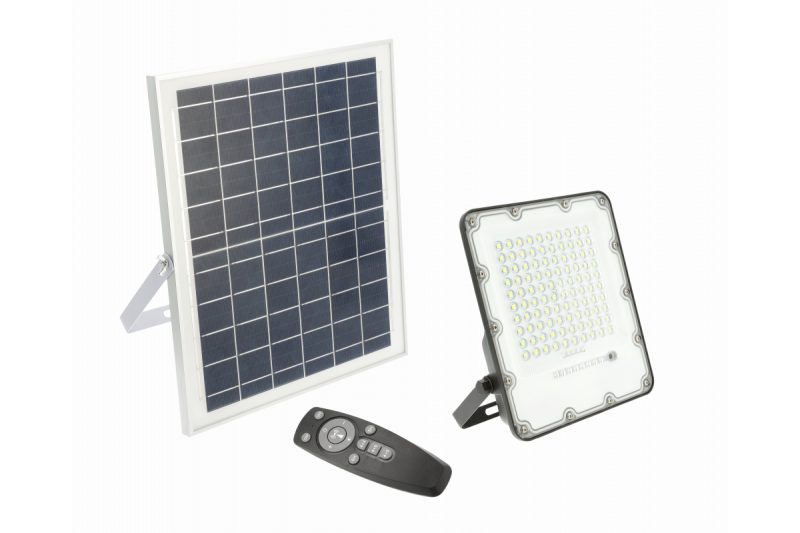 Solar LED-strålkastare BRAVOS, 100W, 1000lm, 6400K, IP65, 120°, solpanel, fjärrkontroll, 3y 1208962681