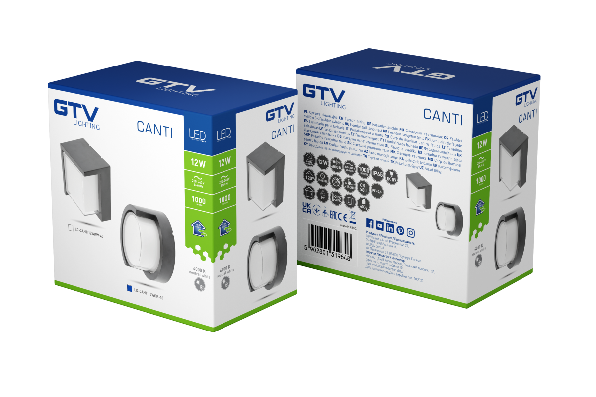 Dekorationsfasadbelysning CANTI LED 12W 1000lm AC220-240V 50/60Hz IP65 4000K 1208962698 - Productafbeelding 3