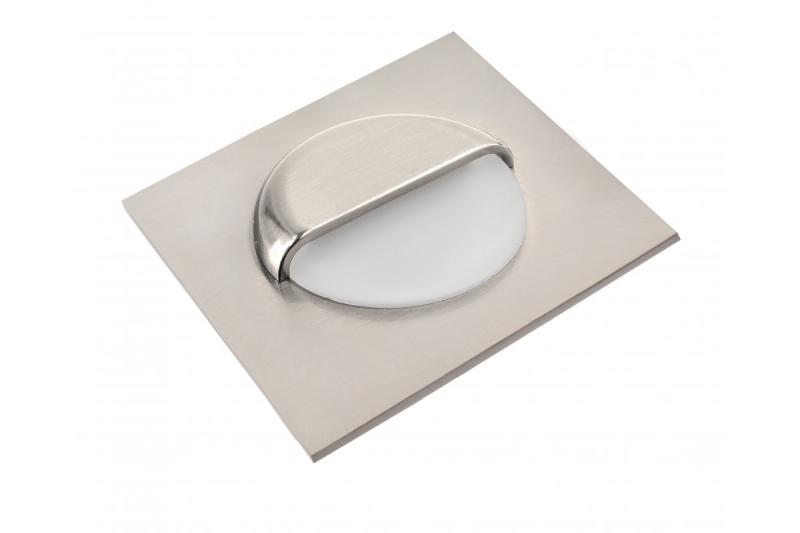 Inbouw LED trappbelysning ESCADA KB DC12V fyrkantigt matt glaslock 0,8W 70lm 4000K inox kabel 150cm.
