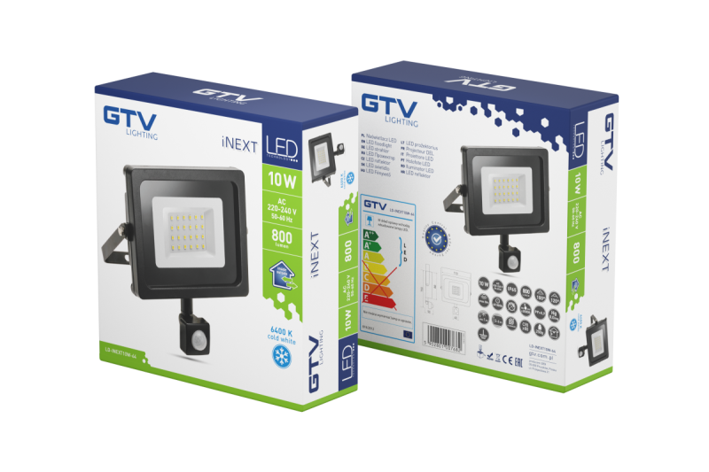 Strålkastare INEXT LED med rörelsesensor, 10W, 800lm, AC220-240V, 50/60 Hz, PF> 0.9, RA> 80, IP65, 120 1208962858