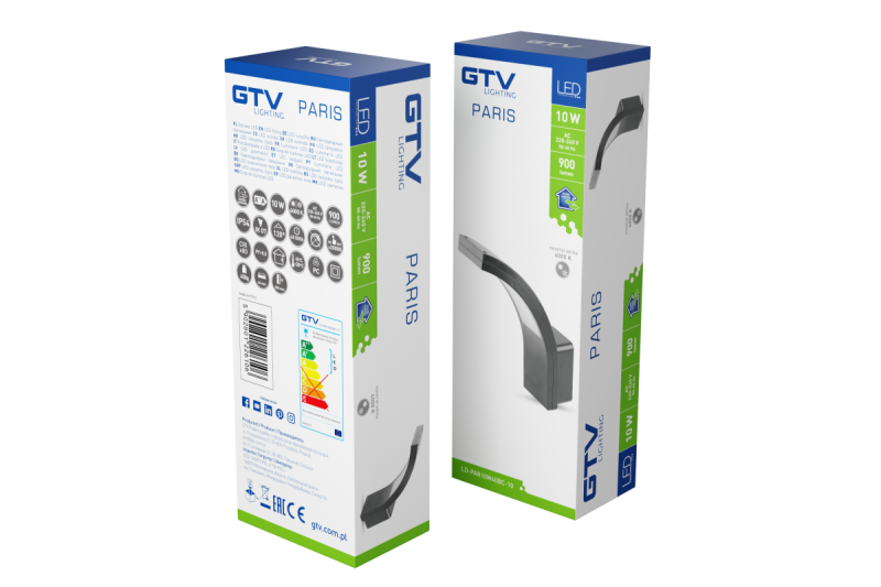 Dekor PARIS LED-lampa 10W 900lm IP54 AC220-240V 50/60Hz 140° 4000K grå 1208963098