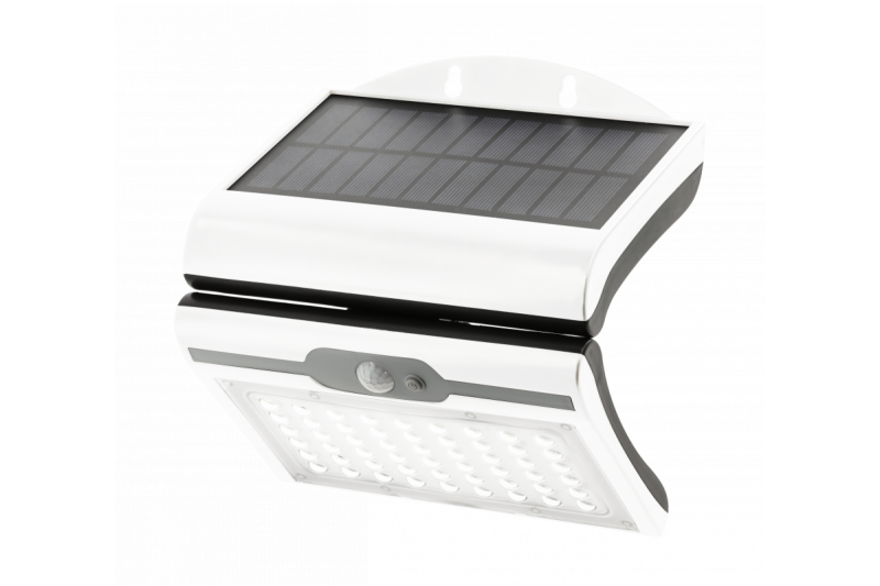 RAMOS Solarfasadlampa med Rörelse/Skymningsdetektor, 50W, 300lm, 3,7V 1800mAh, IP44, 6000K, vit 1208963114