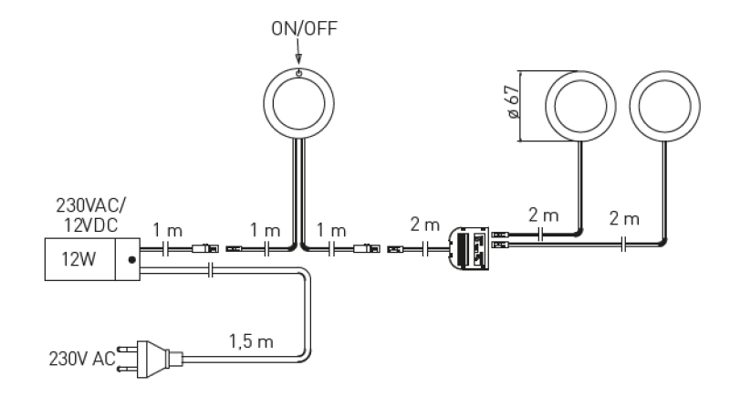 Décor cucina Kökbelysningsset med 3 spotlights med strömbrytare belysning varm vit 1208963267