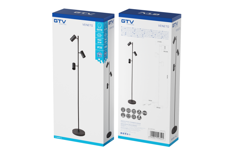 Dekor Golvlykta VENETO IP20 max. 20W 3 x GU10 svart 1208963349