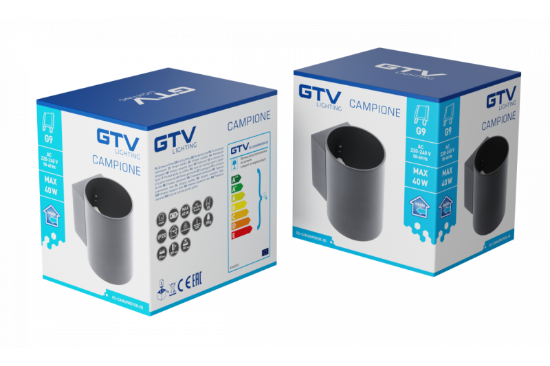 Dekorationsväggarmatur CAMPIONE aluminium G9 IP20 max. 40W IP20 rund svart. 1208963851