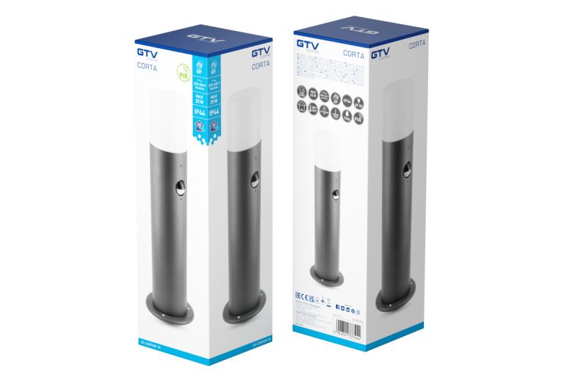 Dekor Trädgårdsarmatur CORTA-P PIR 40 E27 MAX.25W IP44 AC220-240V 50-60Hz stolpe grafit. 1208963862
