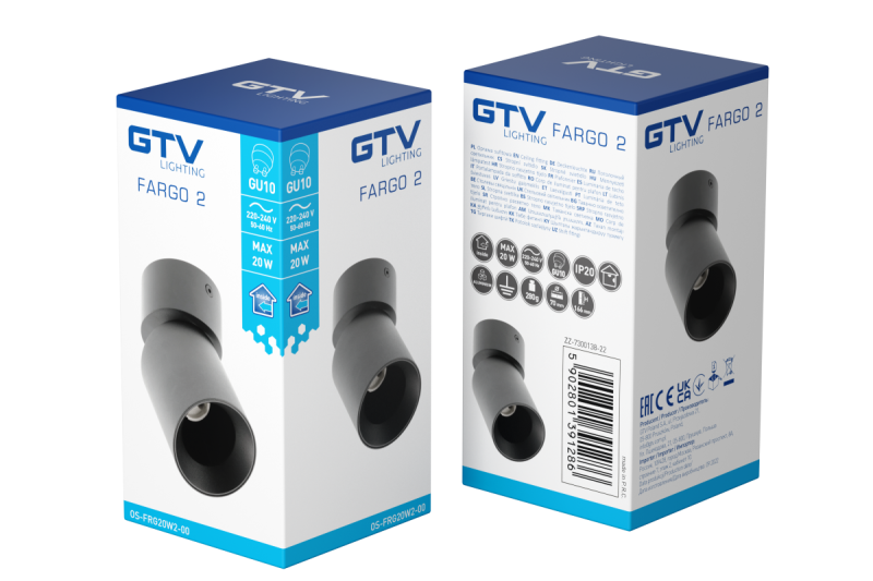 Dekor Takarmatur FARGO 2 aluminium 70x166mm IP20 max 20W rund svart. 1208963880