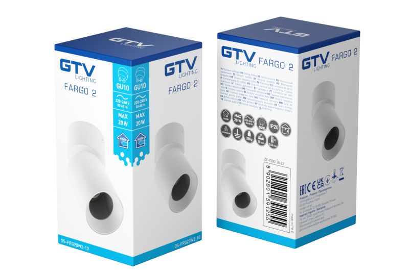 Dekor Takarmatur FARGO 2 aluminium 70x166mm IP20 max 20W rund svart. 1208963881