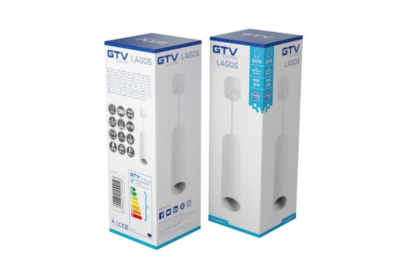 Dekor Upphängd armatur LAGOS GU10 aluminium IP20 max. 20W vit 1208963910