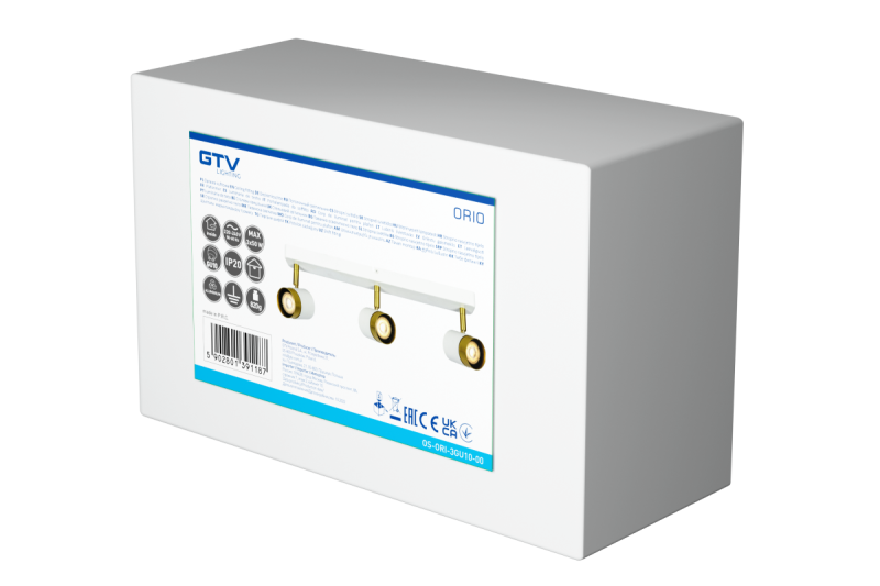 Dekor Takarmatur ORIO aluminium 43,0x5,5x14,0 IP20 3*GU10 max. 50W rund vit. 1208963966