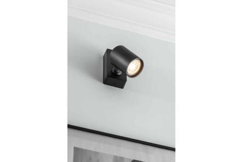 Dekorationsväggarmatur SANTO aluminium IP20 max. 20W enkel rund svart. 1208963993