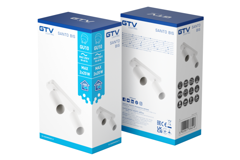 Dekor Takarmatur SANTO BIS aluminium IP20 max. 20W*2 dubbel rund vit. 1208964000