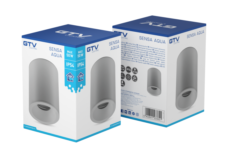 Decor SENSA AQUA taklampa aluminium 85x115 IP54 max 50W cirkelformad grå. 1208964008