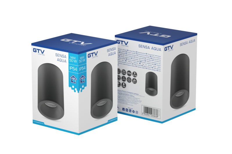 Dekor SENSA AQUA taklampa aluminium 85x115 IP54 max 50W rund svart. 1208964009