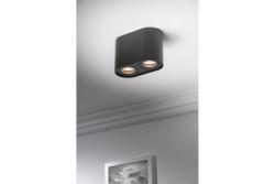 Dekor Taklampa armatur SENSO DUO aluminium 83x165x110 IP20 max 50W rund svart. 1208964011