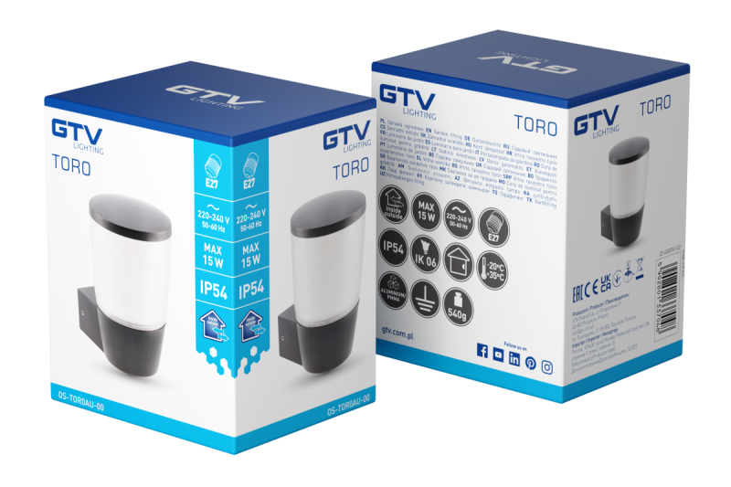 Dekorträdgårdsbelysning TORA-AU E27 MAX.15W IP54 AC220-240V 50-60Hz vägglampa svart 1208964023