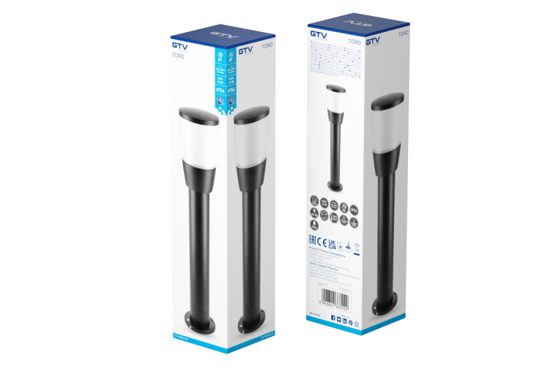 Dekorativ trädgårdsbelysning TORO-P 50 E27 MAX.15W IP54 AC220-240V 50-60Hz stolpe svart. 1208964024