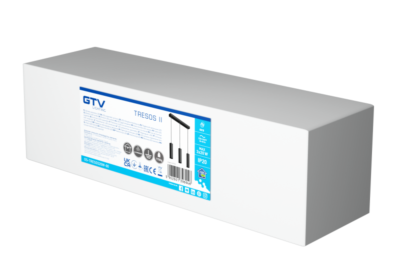 Dekor Upphängd armatur TRESOS II 3xGU10 aluminium IP20 max. 3x20W svart. 1208964030
