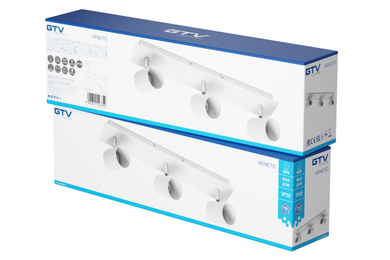 Dekor Takarmatur VENETO IP20 max. 20W 3 x GU10 rund vit. 1208964039