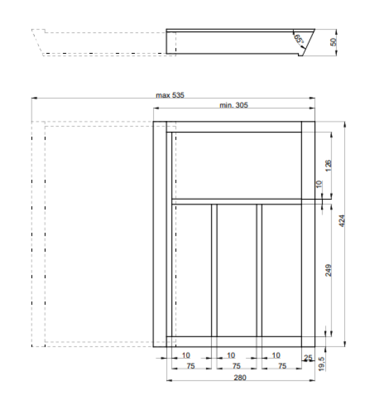 Decor Cutle Bestickslådor Justerbar Insats för 400-600mm Skåp Färg Bok 1208966289