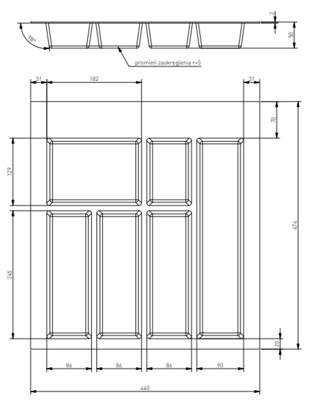 Decor Cutle Bestickinsats för Kökslåda 500 Antracit 1208966376