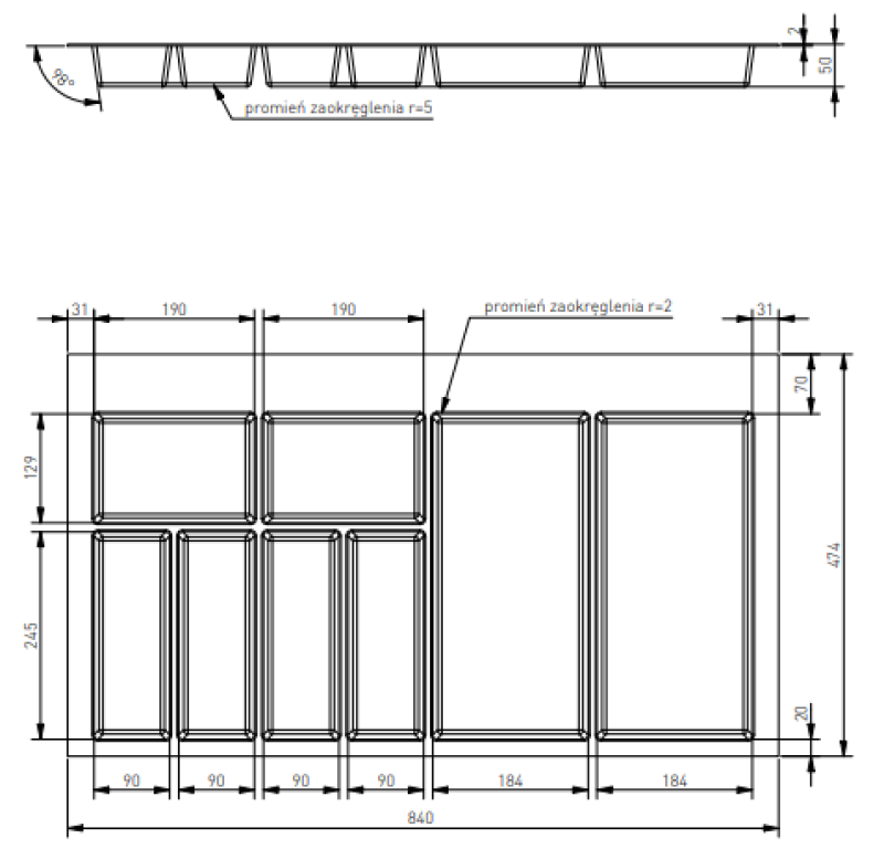 Decor Cutle Besticklådor Insats för Kökslåda 900 Antracit 1208966382