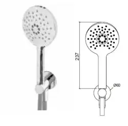 Waterevolution Flow rund handduschset komplett med vägganslutning matt vit - 3 lägen - T1621RBR