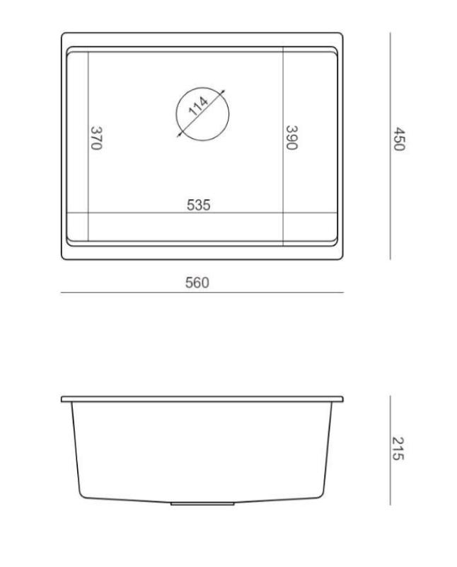 Quadri Newport II granit undermonterad svart diskho 560x450 mm inkl. svart avloppslock 1208966924