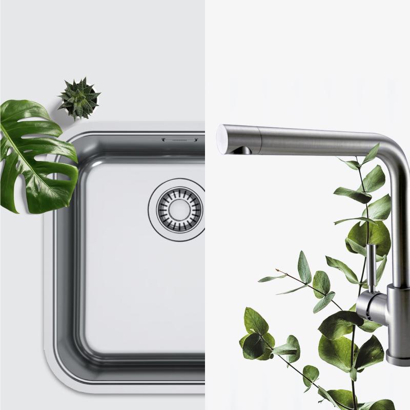 Kombinationsset Franke diskbänk - Pure.sink kökskran - kökssil
