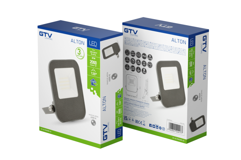 Strålkastare ALTON, LED, 20W, 2000lm, 4000K, AC220-240V, IP65 1208966956