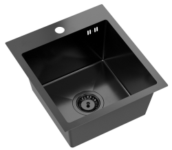 Quadri Dixton 40 svart rostfri stål diskho med nano PVD 400x450 mm med kranhål uppbyggnad 1208967080