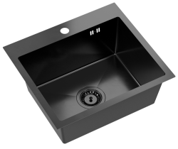 Quadri Dixton 50 svart Nano PVD rostfri stål diskho 500x450 mm med kranhål ovanpå 1208967082