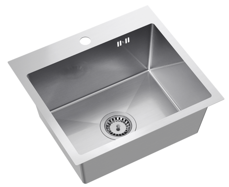 Quadri Dixton 50 set med rostfri diskbänk 500x450 mm med kranhål för montering och rostfri Coventry kökskran