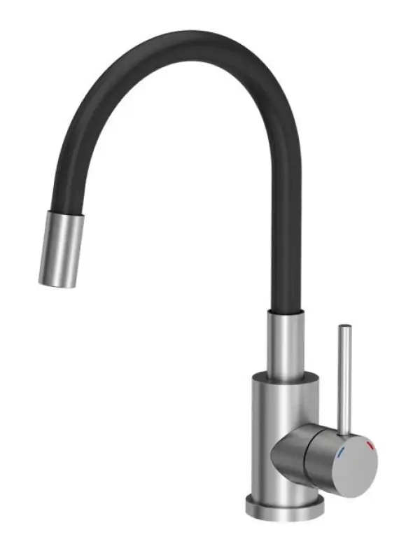 Quadri Dixton 50 set med rostfri diskbänk 500x450 mm med kranhål ovanpå och rostfri Bristol kökskran