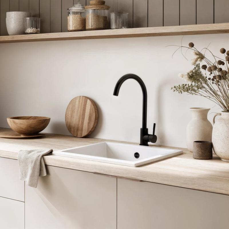 GraniteMy Universal granit vit diskho 34x40 cm vit för montering ovanpå, under och planmontering med rostfri plugg 1208967107