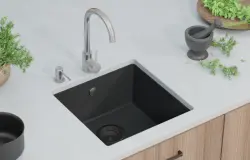 GraniteMy Universal granit svart diskho 40x40 cm svart infälld undermonterad och planmonterad med svart propp 1208967112