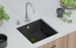 GraniteMy Universal granitsvart diskho 40x40 cm svart infälld undermonterad och planmonterad med guldplugg 1208967113