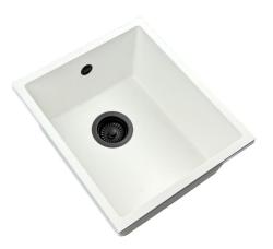 GraniteMy Universal granit vit diskho 34x40 cm vit infälld undermontering och planmontering med svart plugg 1208967147