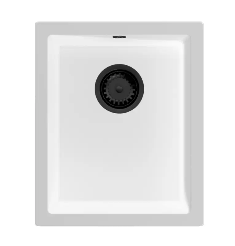 GraniteMy Universal granit vit diskho 34x40 cm vit infälld undermontering och planmontering med svart plugg 1208967147