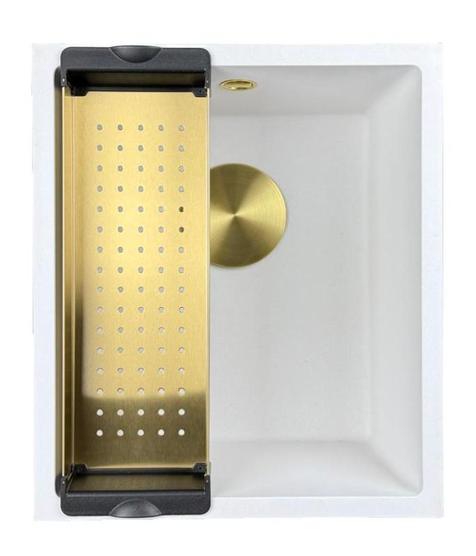 GraniteMy Universal granit vit diskho 34x40 cm vit toppmonterad undermonterad och planmonterad med guldplugg 1208967149