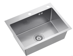 Quadri Dixton 60 RVS diskbänk 580x450 mm med kranhål och tillbehör 1208967194