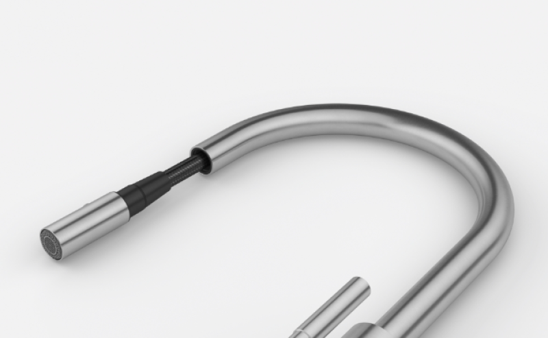 Franke Mythos Masterpiece Köksblandare med J-utlopp, utdragbar duschhuvud, helt i rostfritt stål 115.0711.554