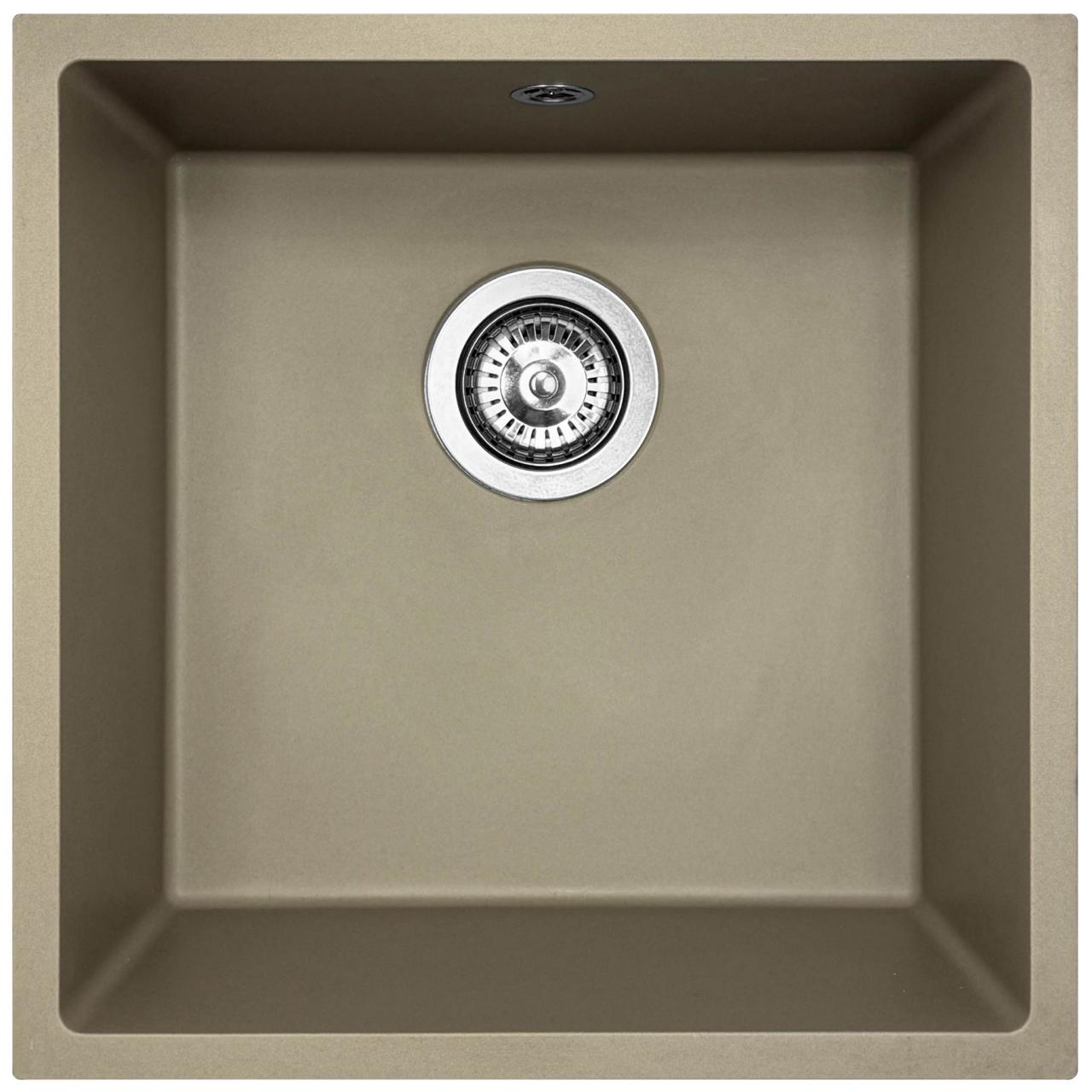 GraniteMy Universal granit taupe diskho 40x40 cm för ovanpåliggande, underlimmad och planmontering med rostfri plugg 1208967211