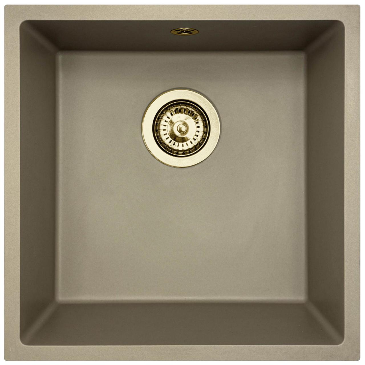 GraniteMy Universal granit taupe diskho 40x40 cm för ovanpåliggande, underlimmad och planmonterad installation med guldplugg 1208967215